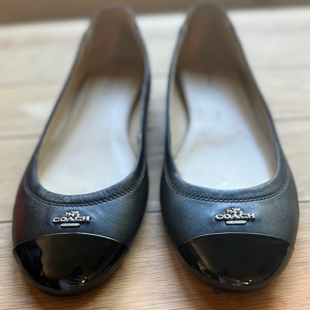 Coach Black Leather Ballet Flats